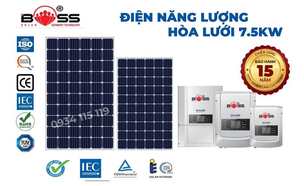 Báo giá hệ thống điện mặt trời 7.5KW