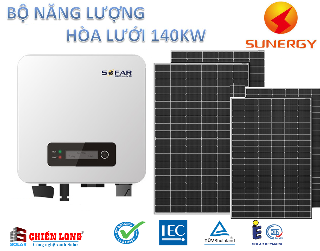 Báo giá hệ thống điện mặt trời 140KW Hòa lưới hoặc lưu trữ | Rẻ hơn thị trường 20%