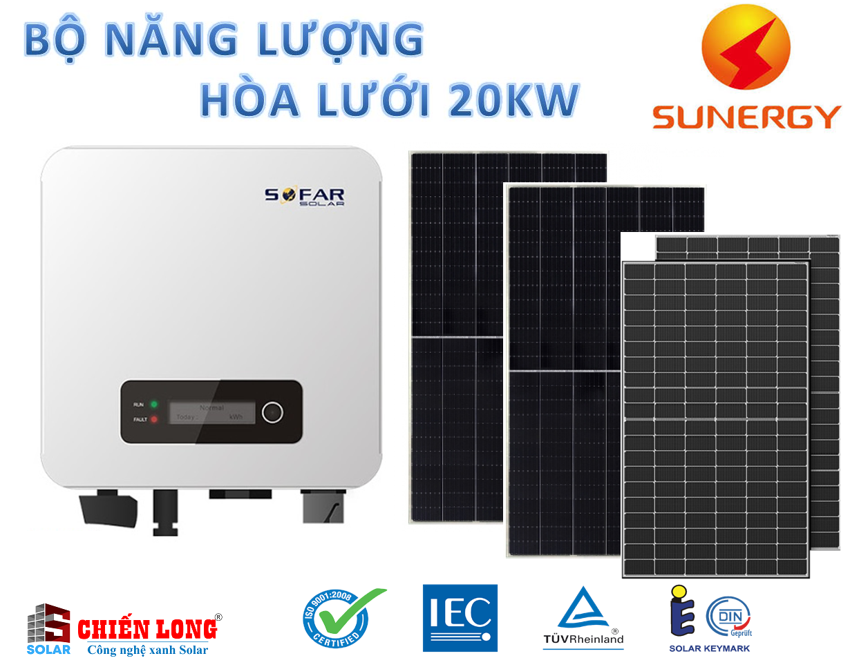 Hệ thống điện mặt trời 20kw | Hệ bám tải & lưu trữ chính hãng giá tốt nhất hiện nay
