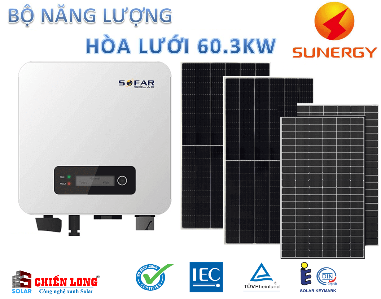 Báo giá hệ thống điện mặt trời 60KW Hòa lưới hoặc lưu trữ | Rẻ hơn thị trường 20%