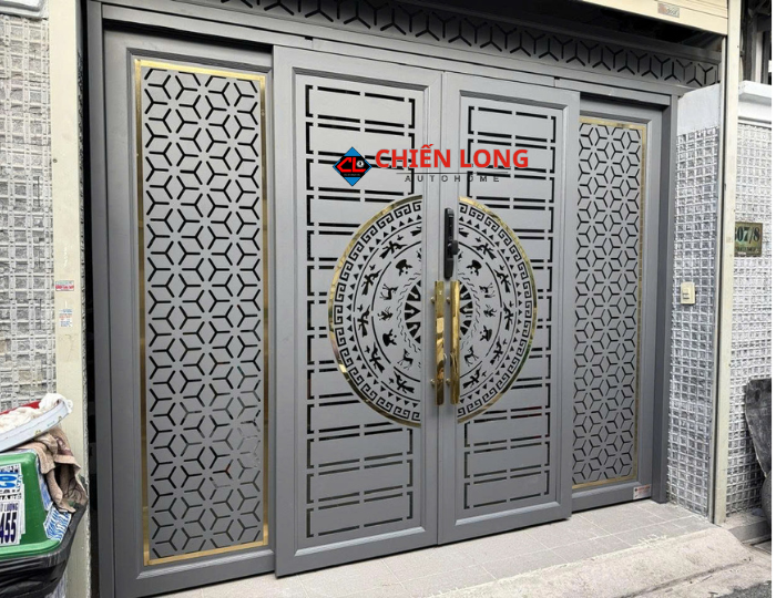 Cửa cổng CNC 4 cánh thiết kế hiện đại đẹp - siêu bền an toàn - chi phí hợp lý