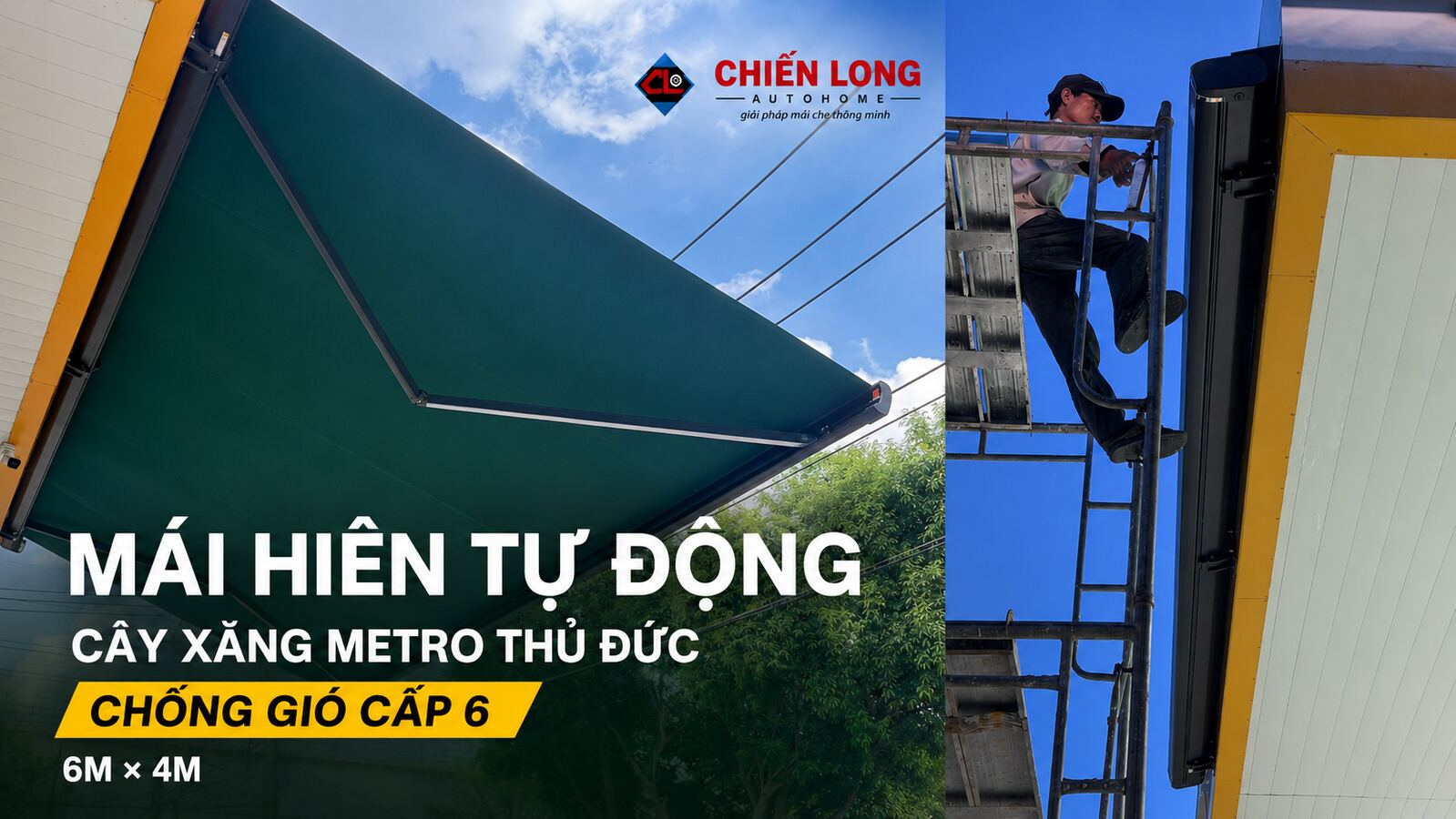 Mái Hiên Tự Động Cây Xăng Metro Thủ Đức Chống Gió Cấp 6
