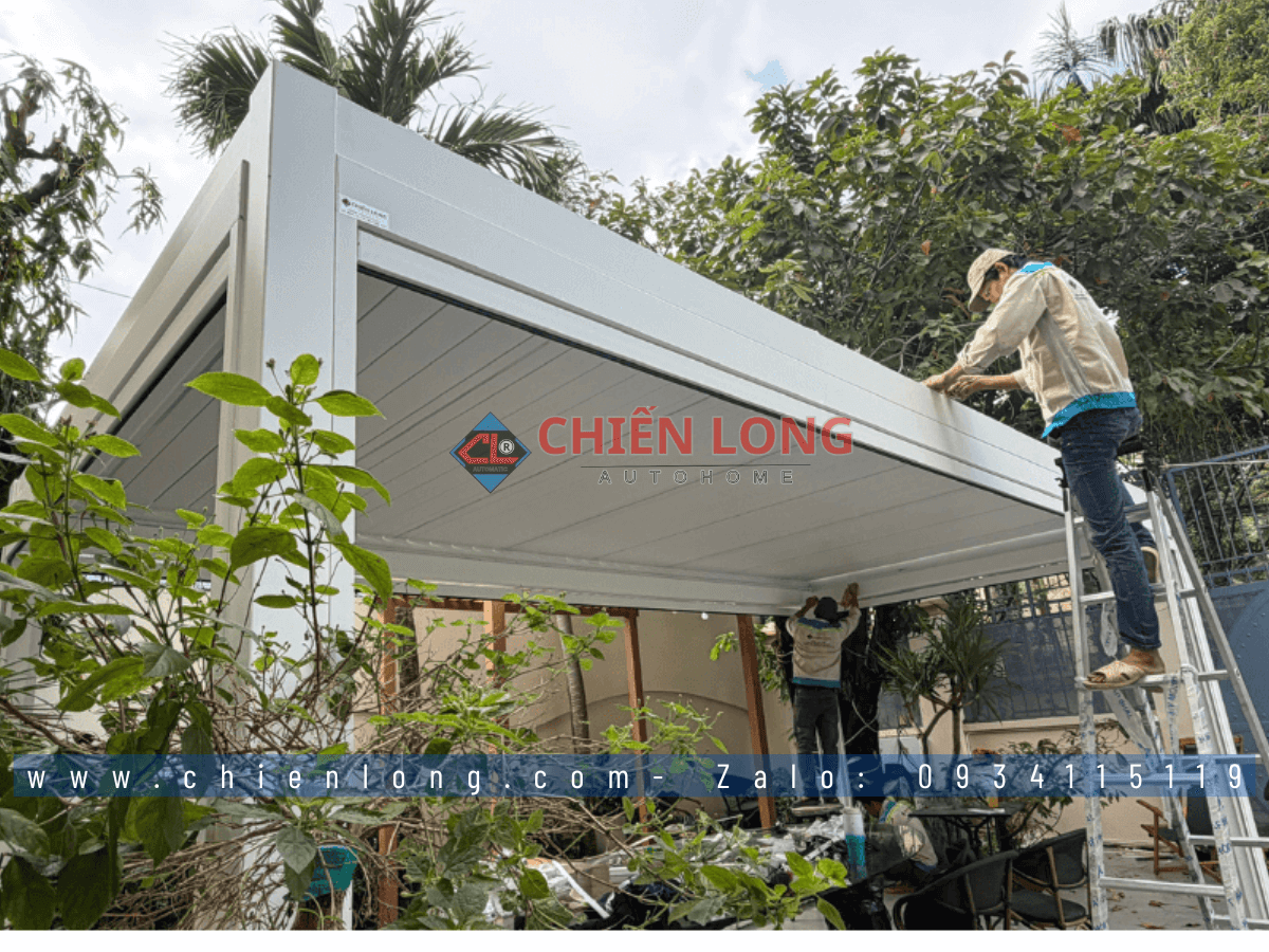 Công Trình Nhà Chòi Hợp Kim Nhôm Rèm Ziper 4 Hướng Tự Động