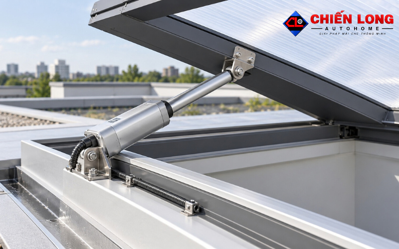 Motor mái che giếng trời Polycarbonate tự động
