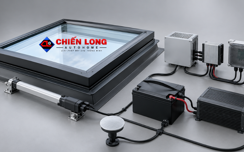 Nguồn dự phòng cho giếng trời tự động khi mất điện.