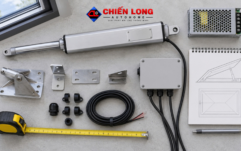 Bộ điều khiển giếng trời qua app Tuya kết hợp remote và cảm biến mưa
