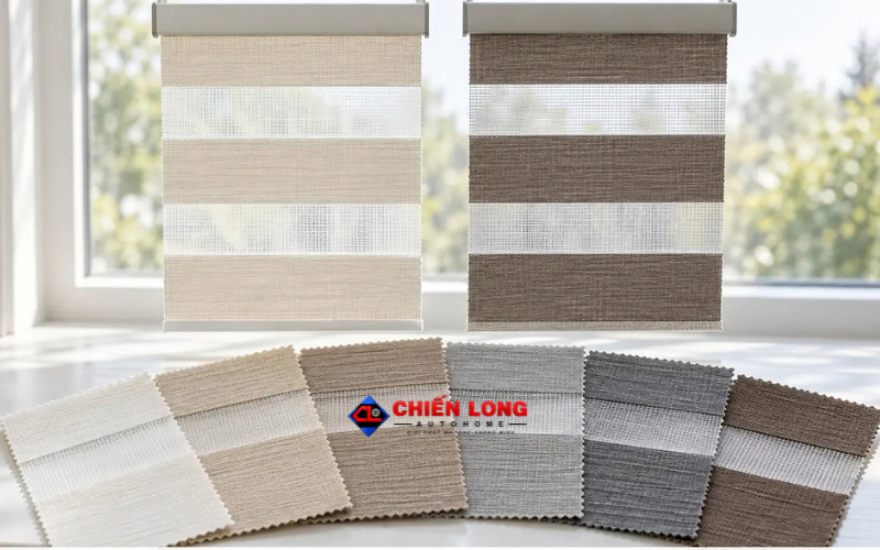 Các mẫu Rèm tổ ong trong phòng ngủ với phần mép rèm và khung cửa.
