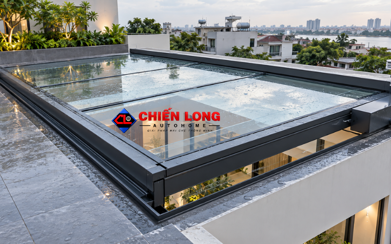 Các vị trí cần bảo trì trên giếng trời tự động cảm biến mưa.