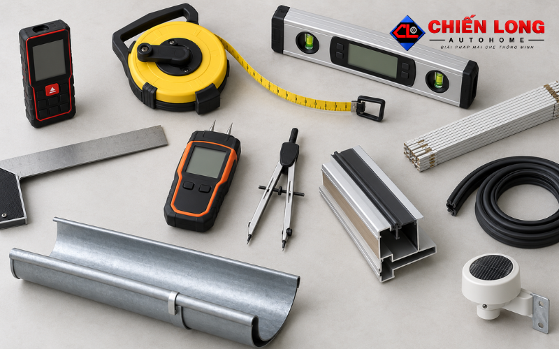 Bản vẽ kích thước giếng trời tự động hoàn chỉnh trước sản xuất.