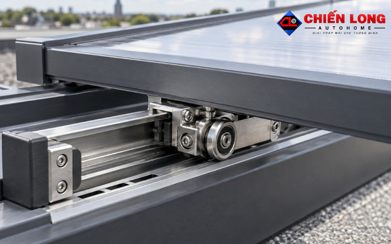 Ray và bánh xe của mái trượt giếng trời khung nhôm