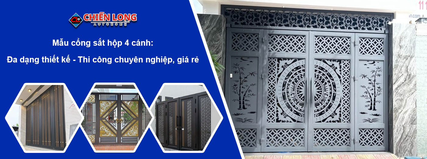 Mẫu cổng sắt hộp 4 cánh
