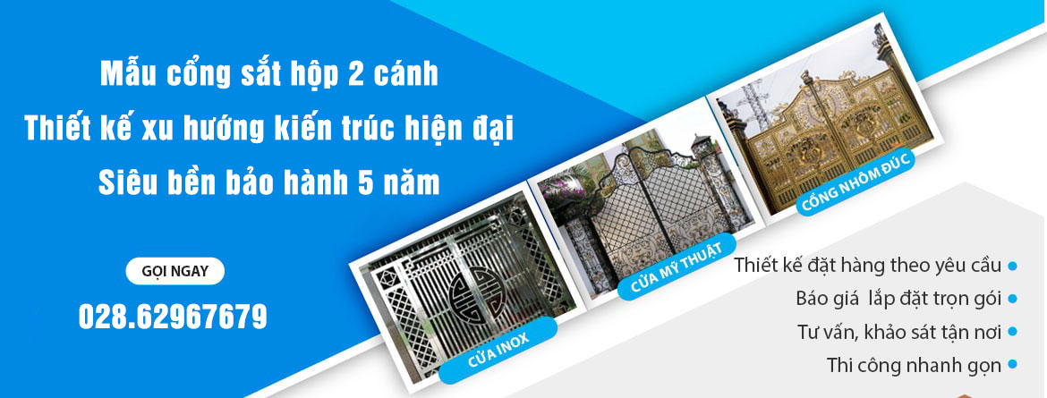 Mẫu cổng sắt hộp 2 cánh