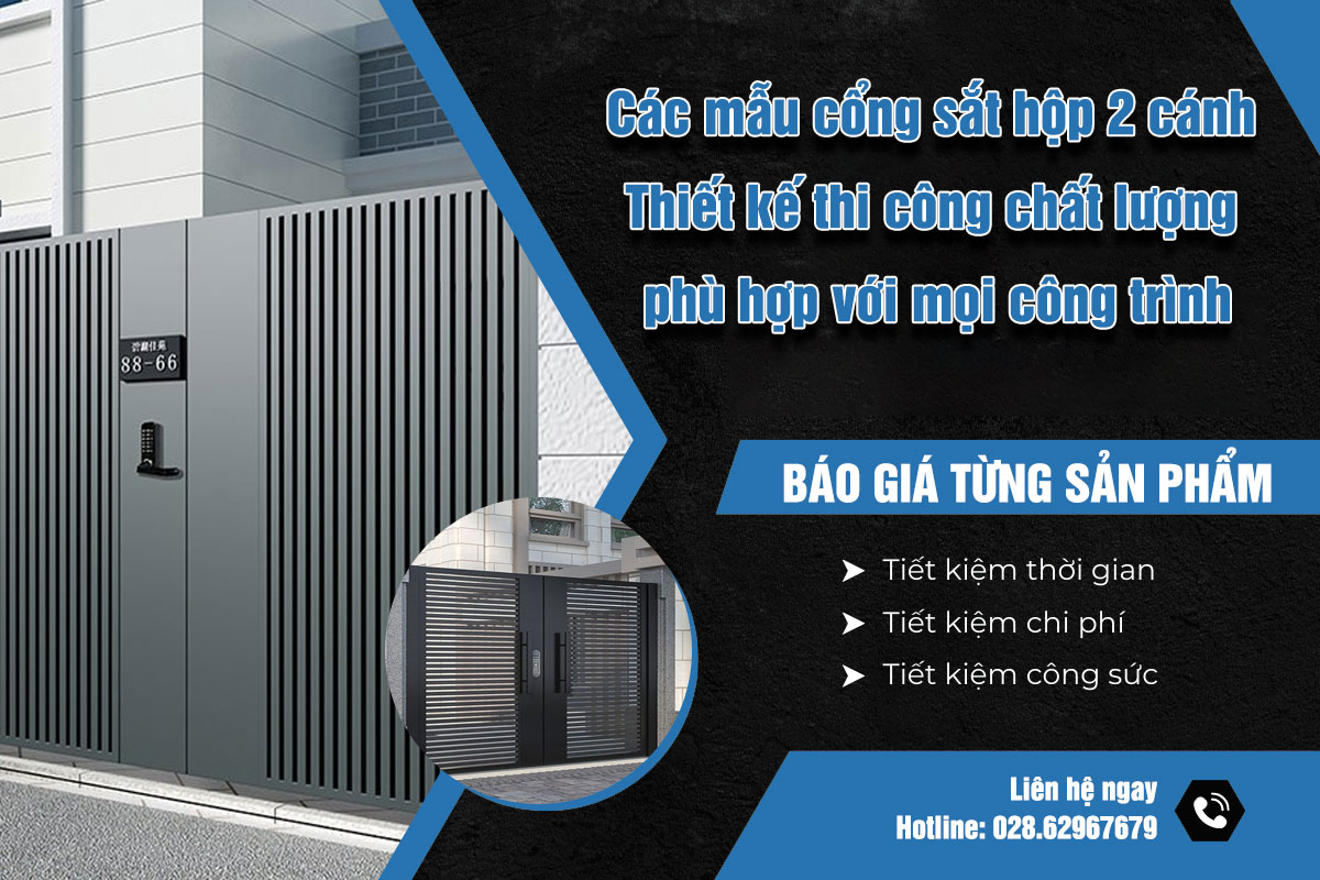 Mẫu cổng sắt hộp 2 cánh