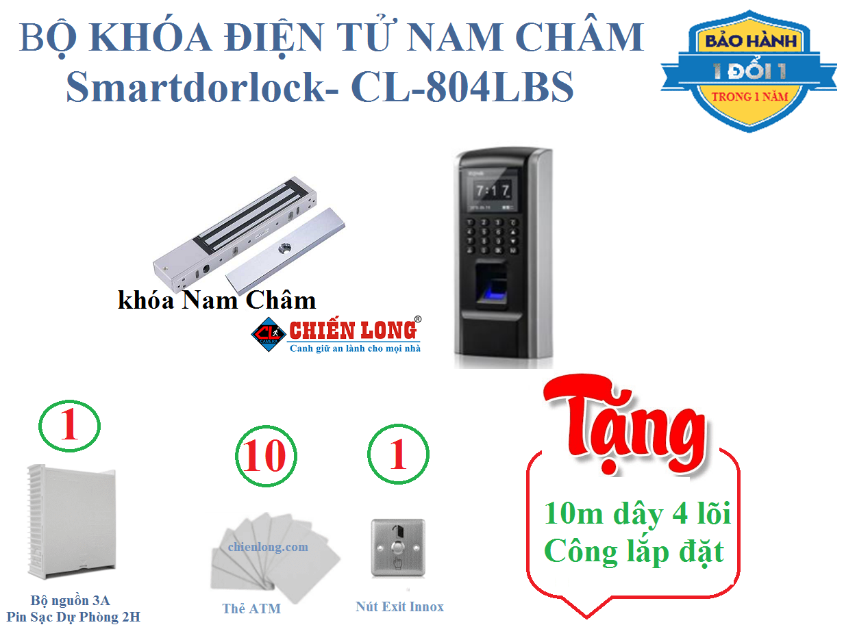 Điện tử, điện lạnh: Cổng khóa điện tử thông minh Bo-khoa-dien-tu-nam-cham-smartdorlock-cl-804lbs