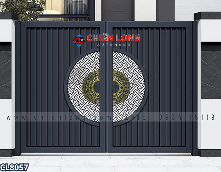 Cổng sắt 2 cánh đẹp sang trọng cho nhà phố