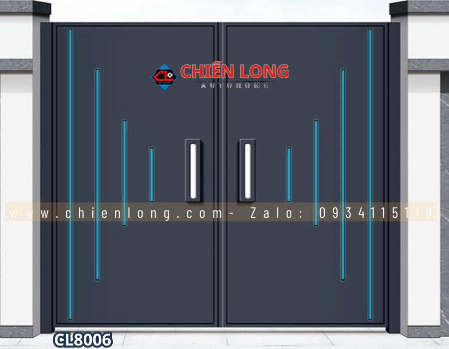 Cổng sắt hộp 2 cánh đẹp hiện đại cho nhà phố