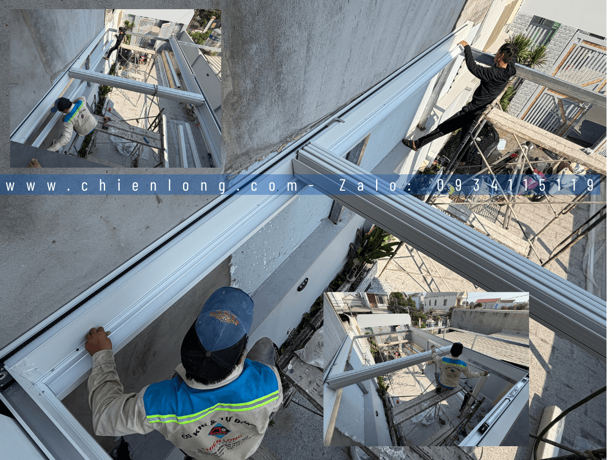 Khảo sát thực tế trước khi thi công mái nhôm xếp trượt Ziczac tự động