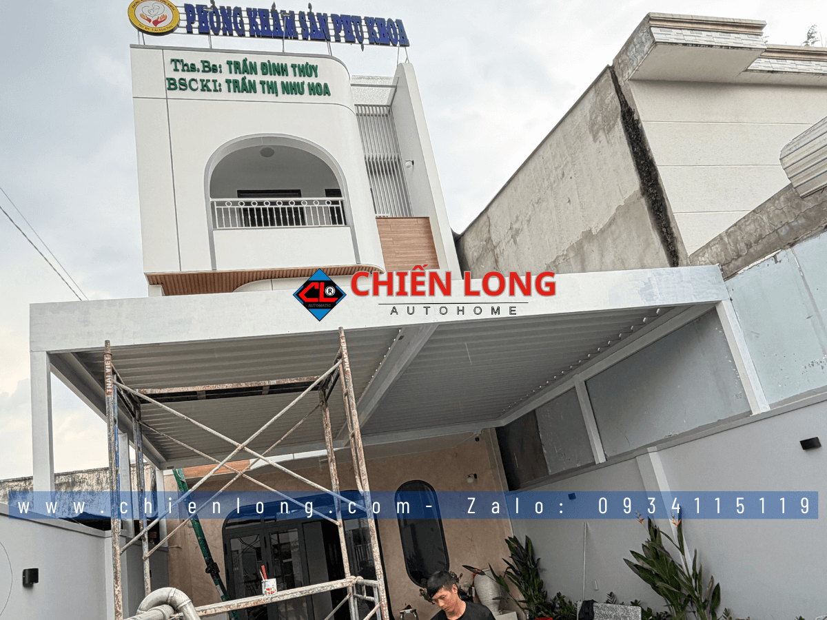 Thi công lắp đặt mái nhôm xếp trượt Ziczac tự động thực tế