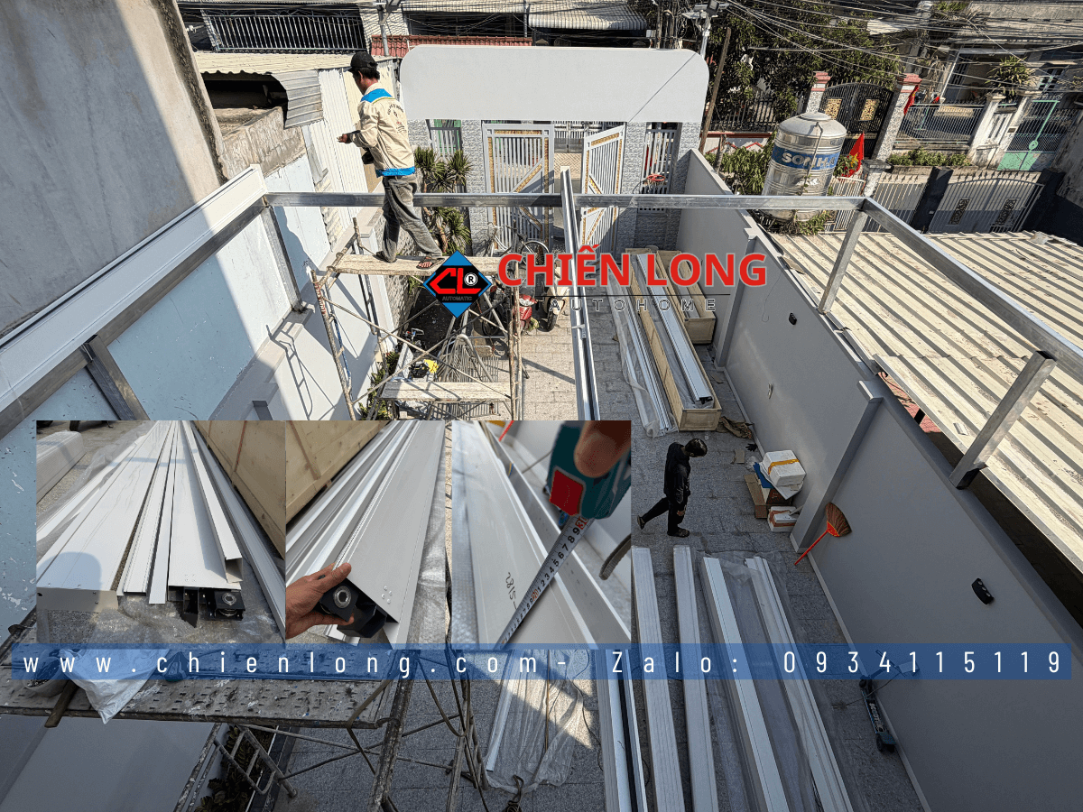 Lắp đặt hệ ray trượt mái nhôm xếp trượt Ziczac tự động chuẩn kỹ thuật