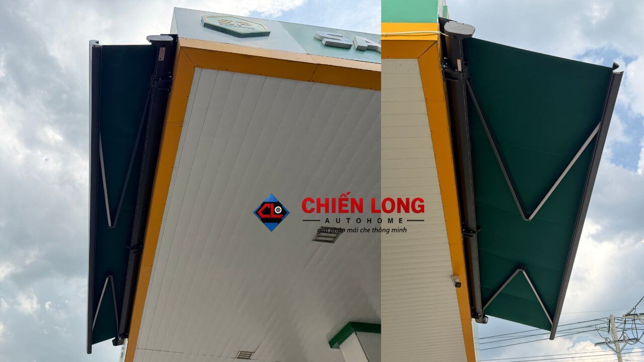 Lắp đặt tay đòn chịu lực cho mái hiên tự động ngang 6m