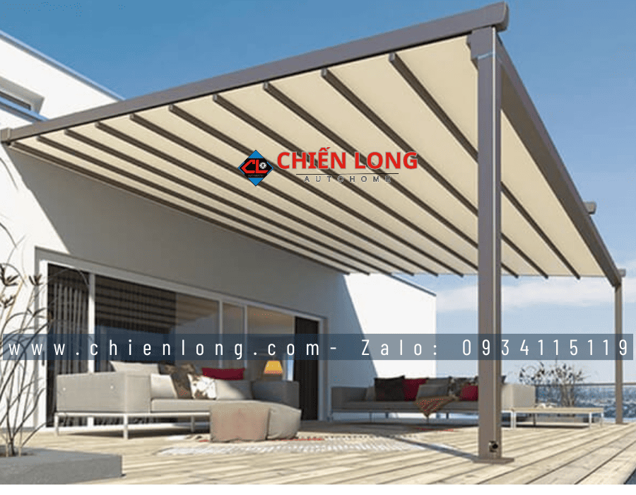 mái che xếp tự động bằng điện