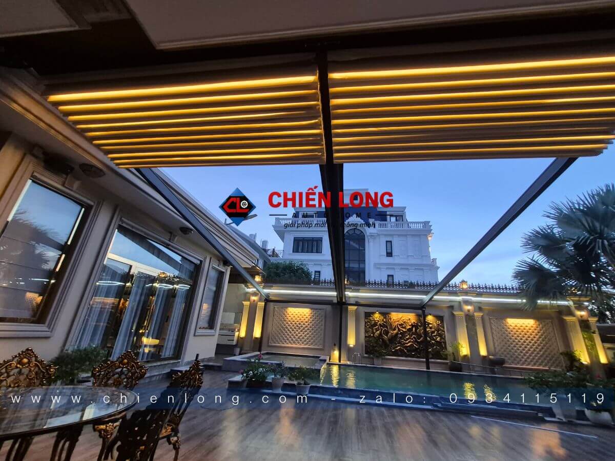 Mái che xếp tự động chống nắng mưa