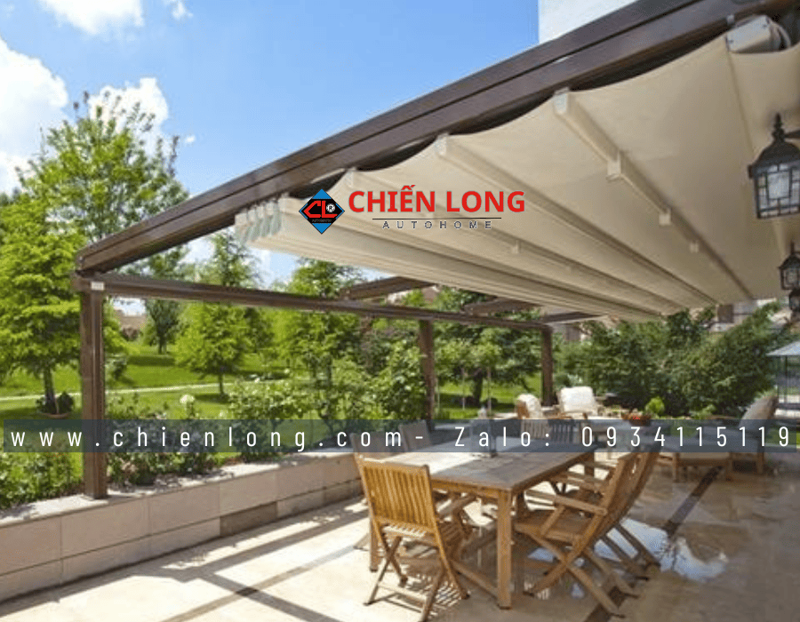 mái che xếp tự động hiện đại