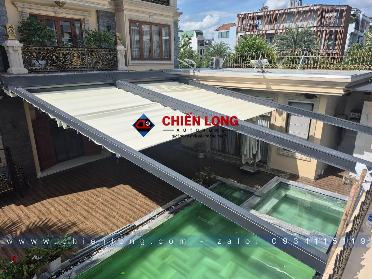 Mái nhôm Pergola tự động cho biệt thự