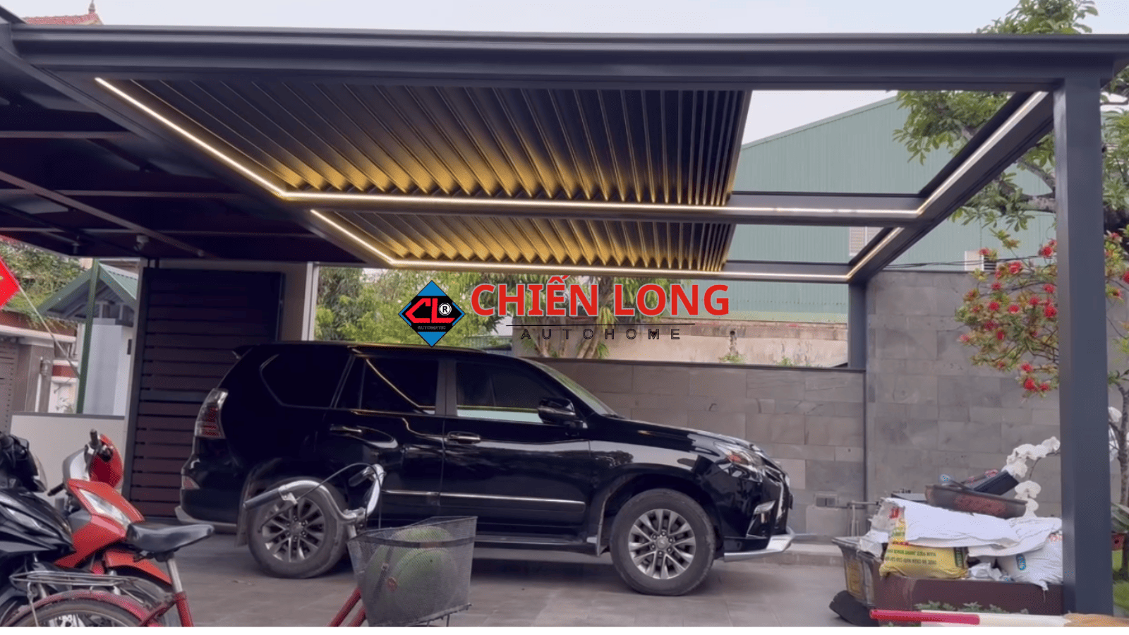 Mái nhôm xếp trượt Ziczac tự động