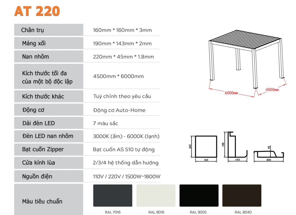 Mái nhôm xếp tự động