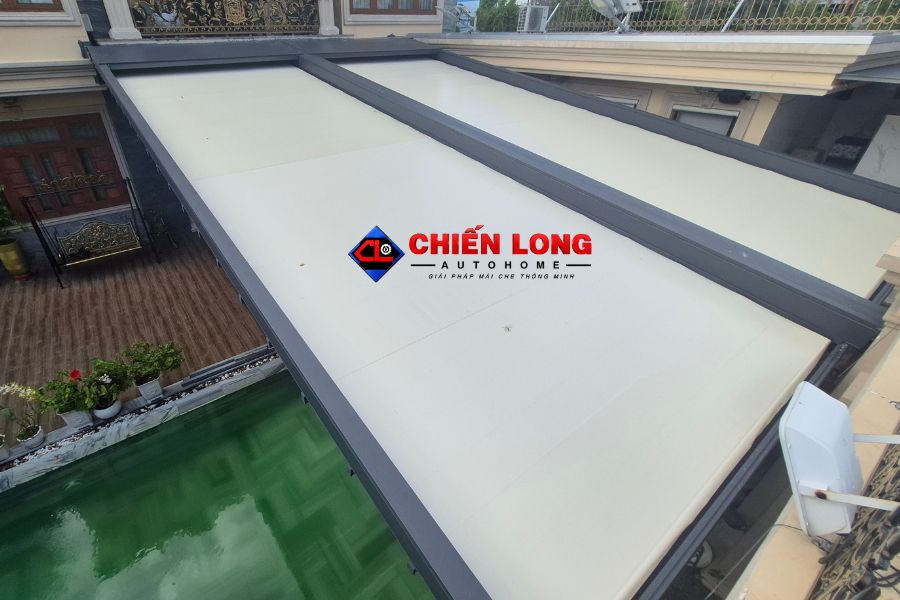 mái xếp khung nhôm vải PVC nhập khẩu