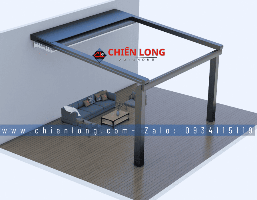 Mái xếp Pergola PVC cho quán cafe sân vườn