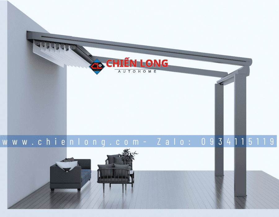 Mái xếp Pergola PVC tự động nhập khẩu cao cấp