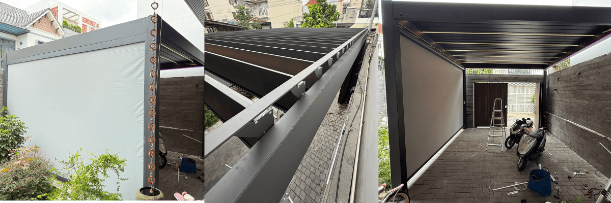 Nhà chòi mái nhôm xếp lật tự động 4.5x5.6m Chiến Long Autohome