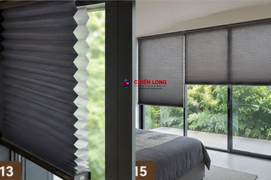 rèm tổ ong tự động cho cửa kính lớn