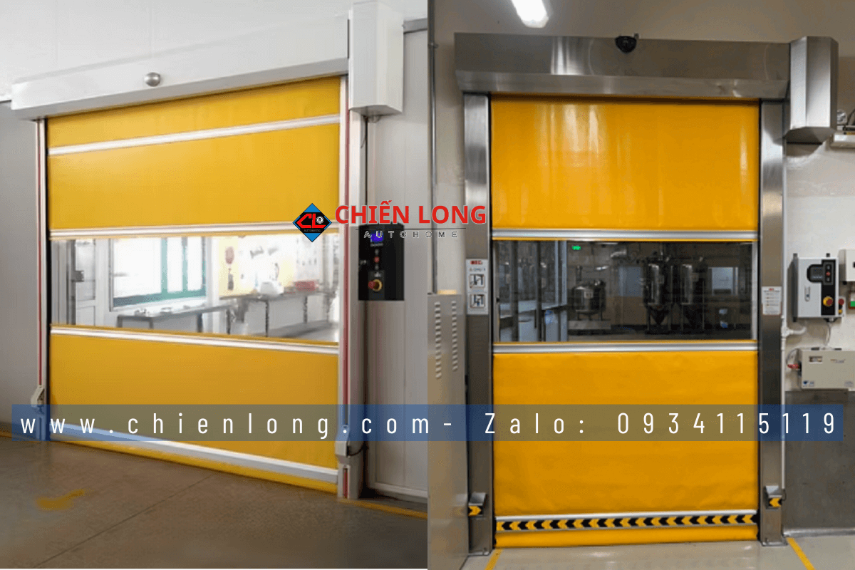 Cửa cuốn nhanh PVC công nghiệp lắp đặt tại nhà xưởng
