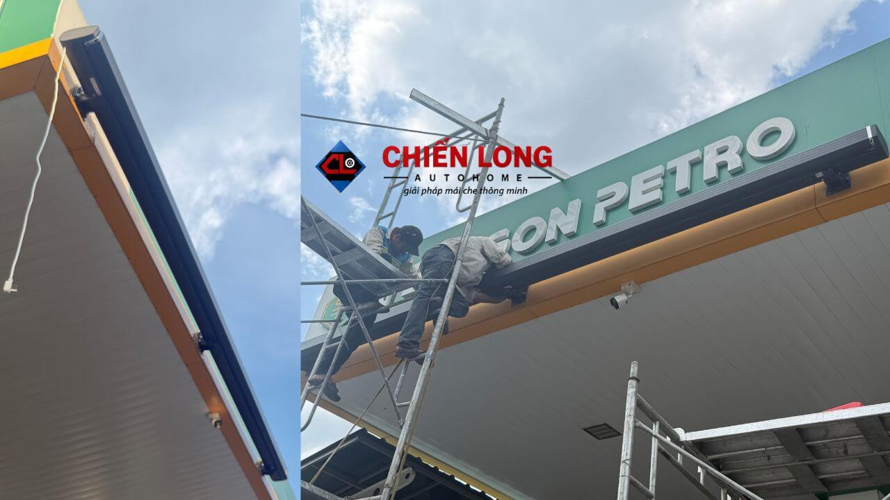 Thi công mái hiên tự động tại Cây Xăng Metro phường Bình Thọ Thủ Đức