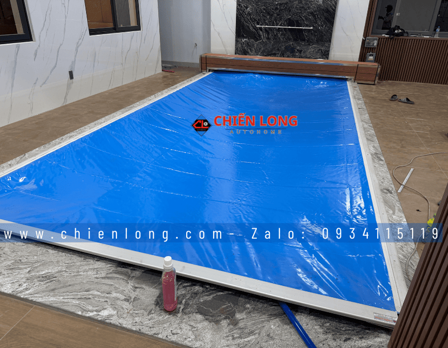 Thiết bị che hồ bơi động cơ thủy lực tự động dùng bạt PVC nhập khẩu cao cấp Chiến Long Autohome
