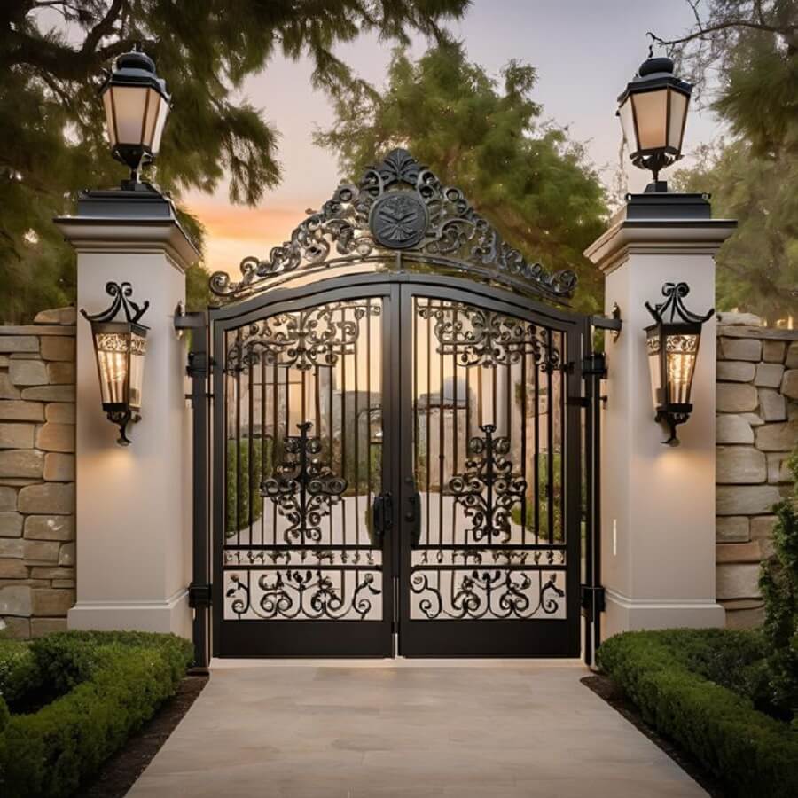 Mẫu cổng sắt mỹ thuật 2 cánh thiết kế tân cổ điển - Sang trong đẳng cấp Châu Âu