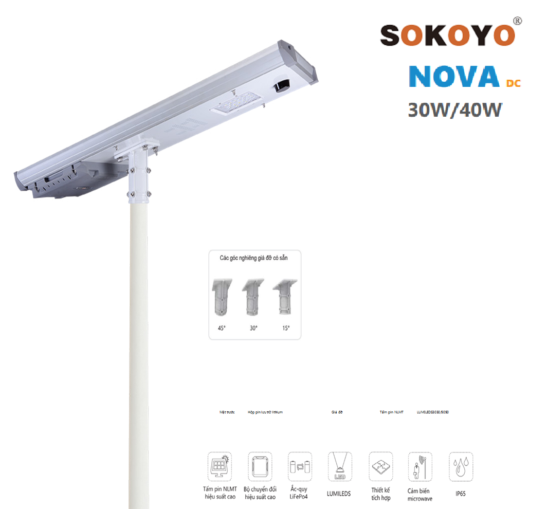 Đèn năng lượng mặt trời Đường phố 40W SOKOYO KY-Y-YF-002 (All in One)