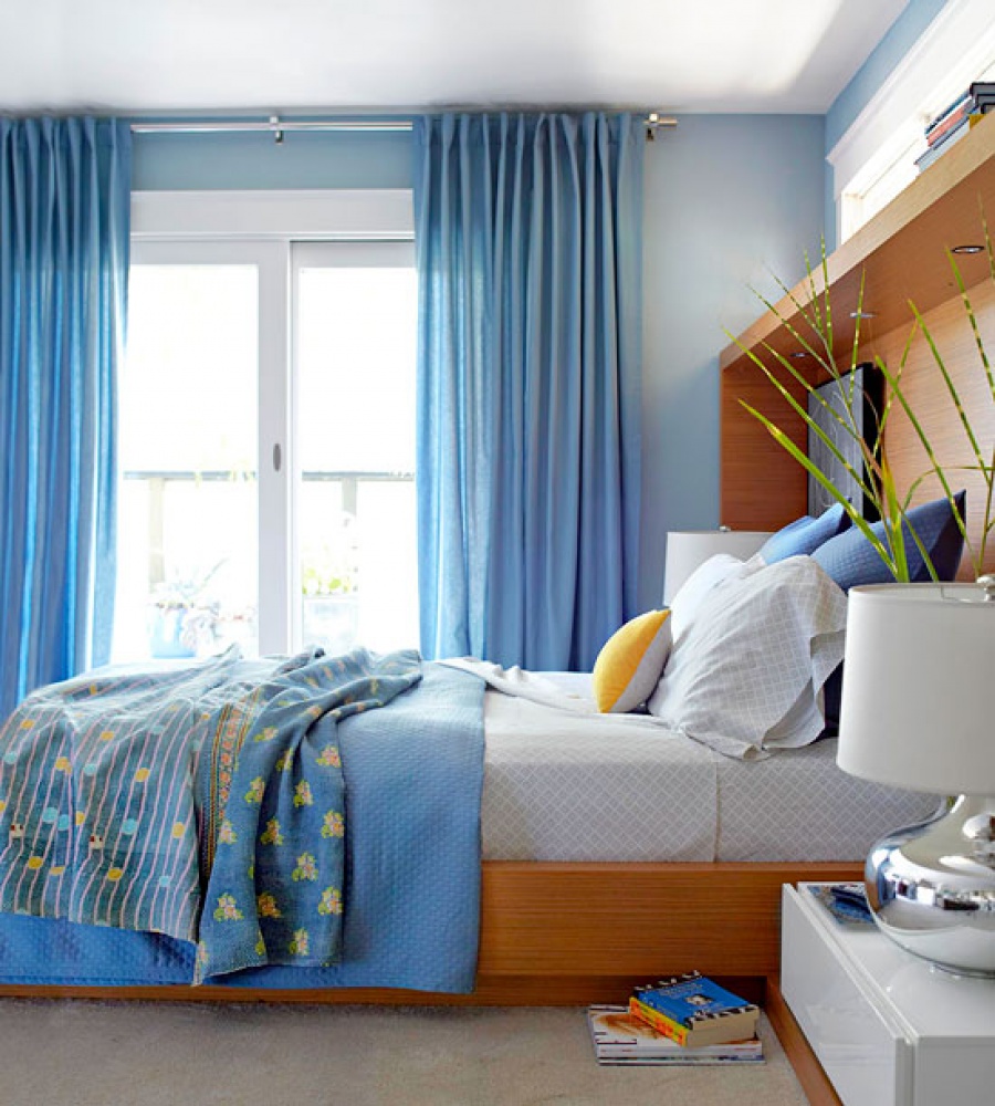 Rèm cửa phòng ngủ màu xanh tươi mát