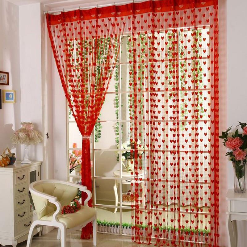 Rèm cửa phòng ngủ trái tim dạng sợi phong cách Hàn Quốc