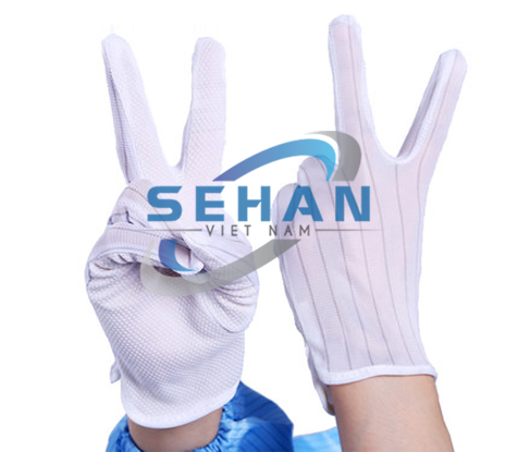 Găng tay vải chống tĩnh điện phủ hạt nhựa