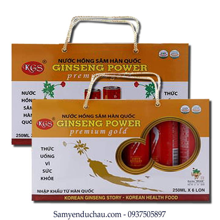 TPCN:Nước tăng lực hồng sâm KGS Ginseng Power Premium Gold 250ml x hộp 6 lon
