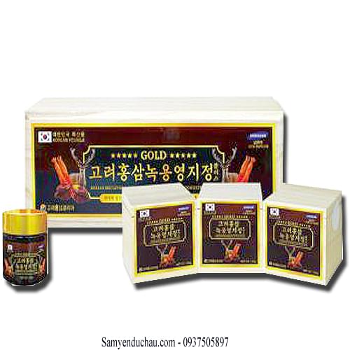 TPCN: Cao Hồng Sâm Nhung Hươu Linh Chi 360gr Hộp Gỗ (CLC9)