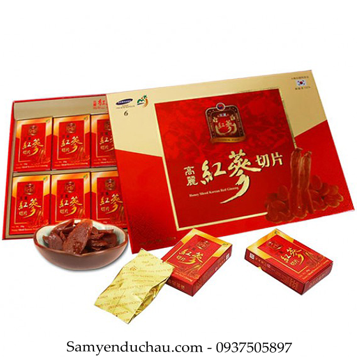 TPCN: Hồng sâm lát tẩm mật ong Sambok Food 200 gr ( 10 hộp x 20gr)