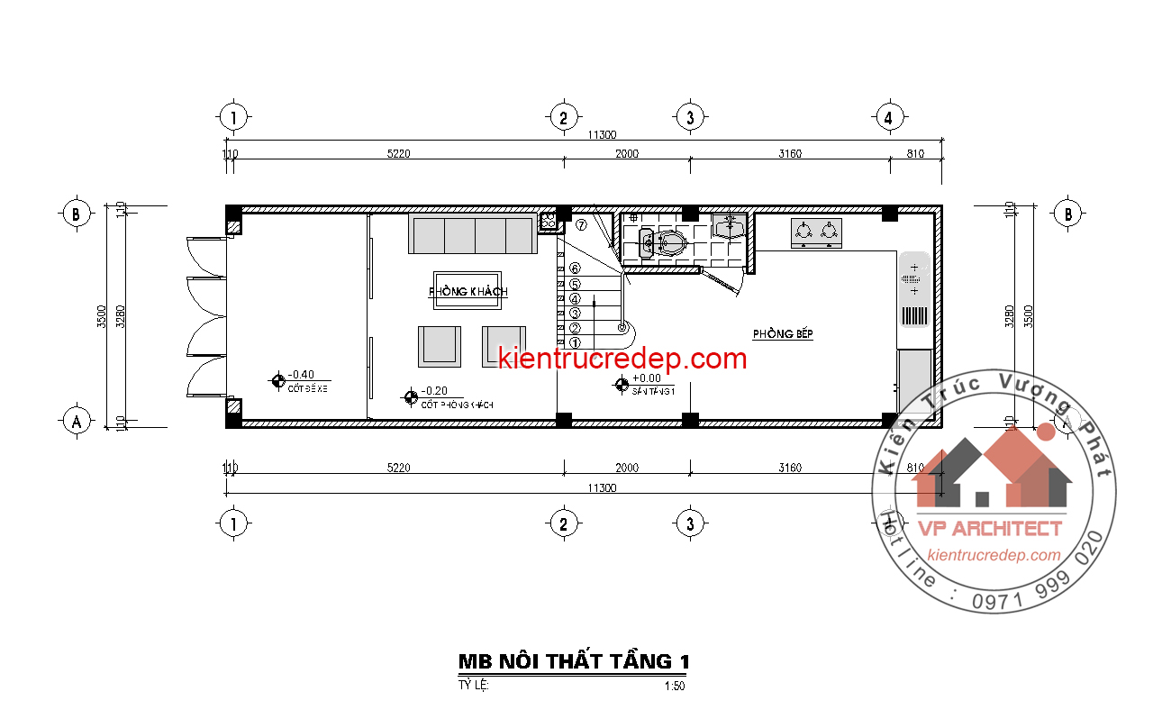 Mẫu thiết kế nhà ống mặt tiền 3.5m