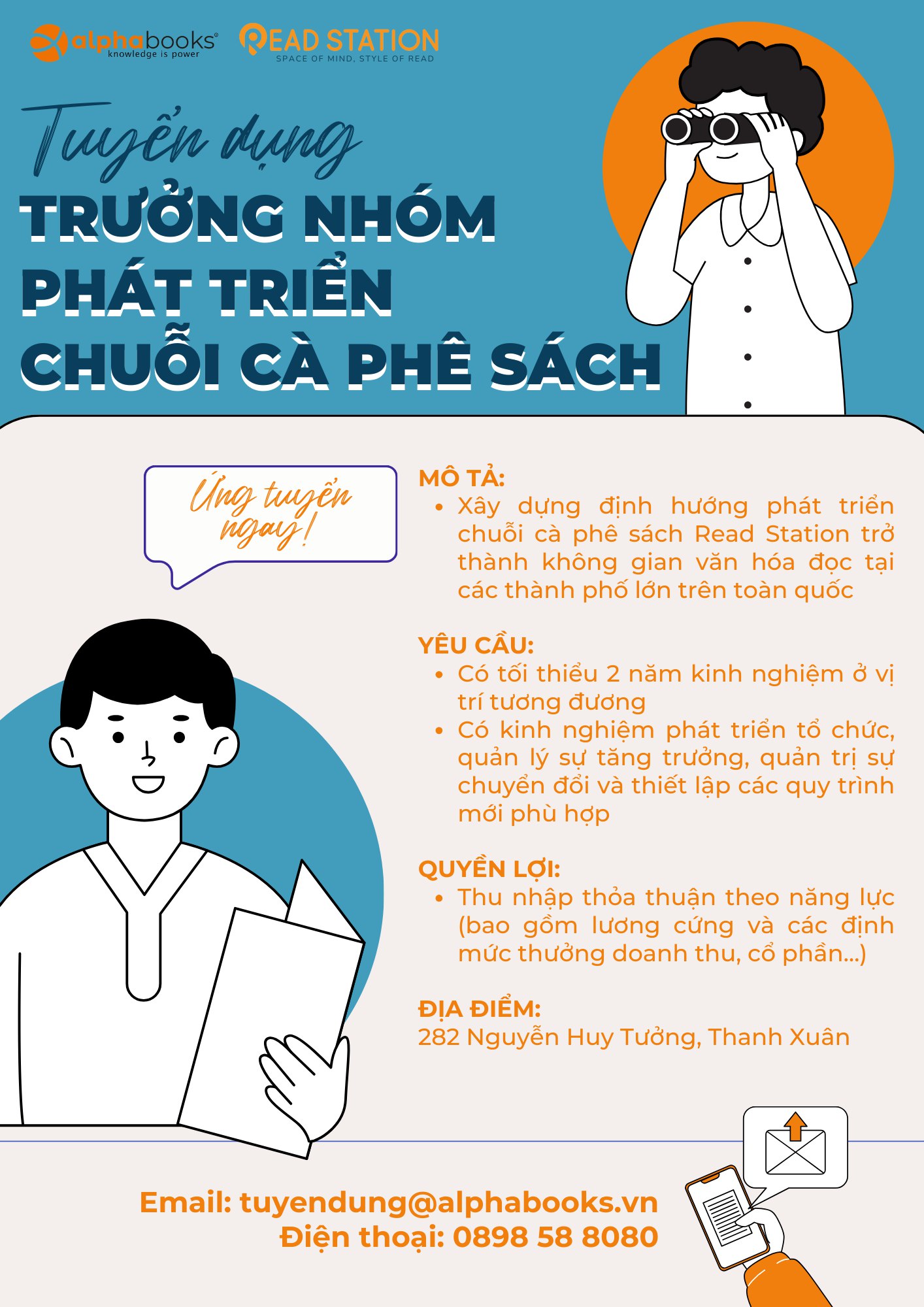 ALPHA BOOKS TUYỂN TRƯỞNG NHÓM PHÁT TRIỂN CHUỖI CÀ PHÊ SÁCH READ STATION