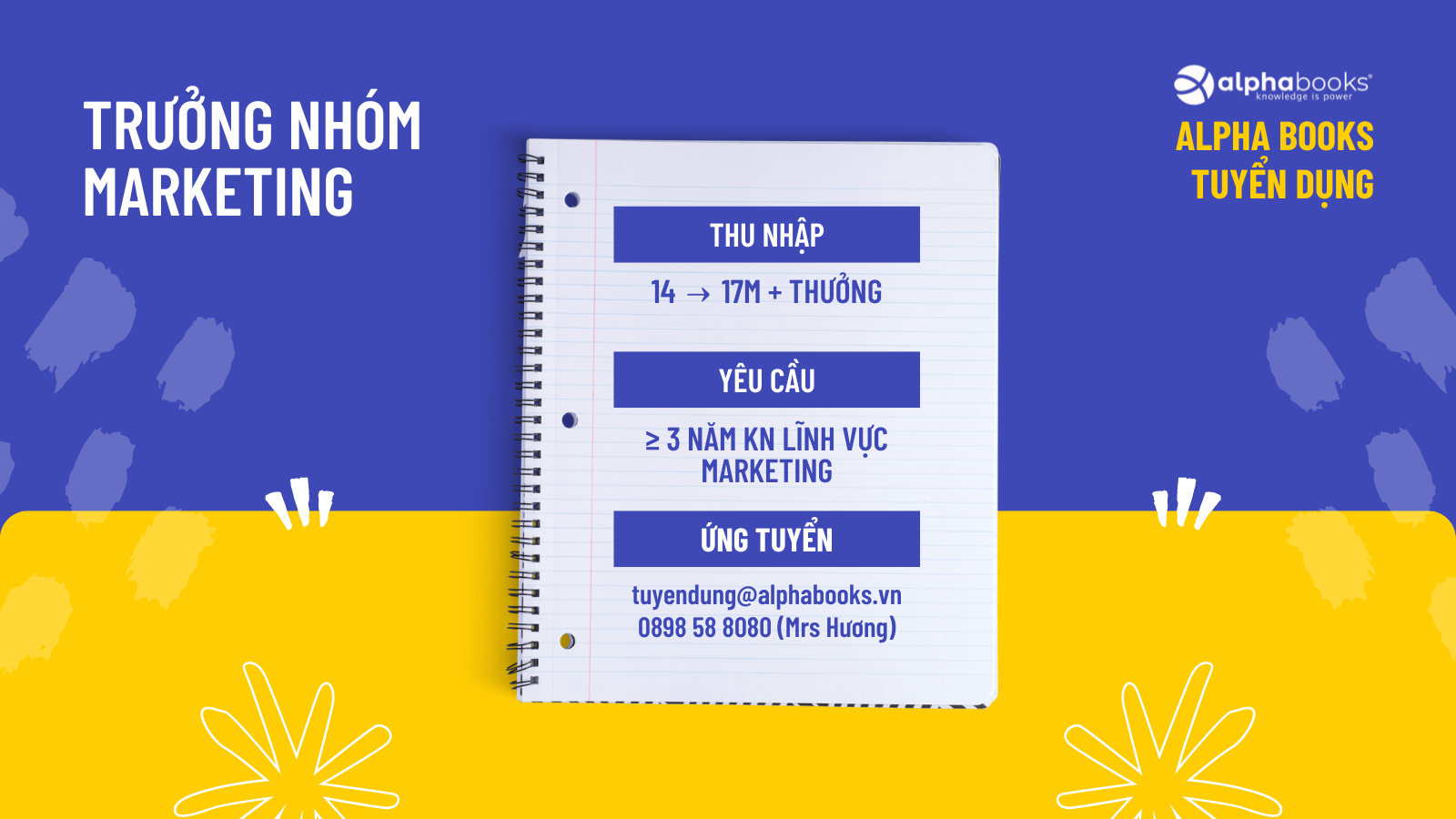 Alpha Books tuyển dụng Trưởng nhóm Marketing