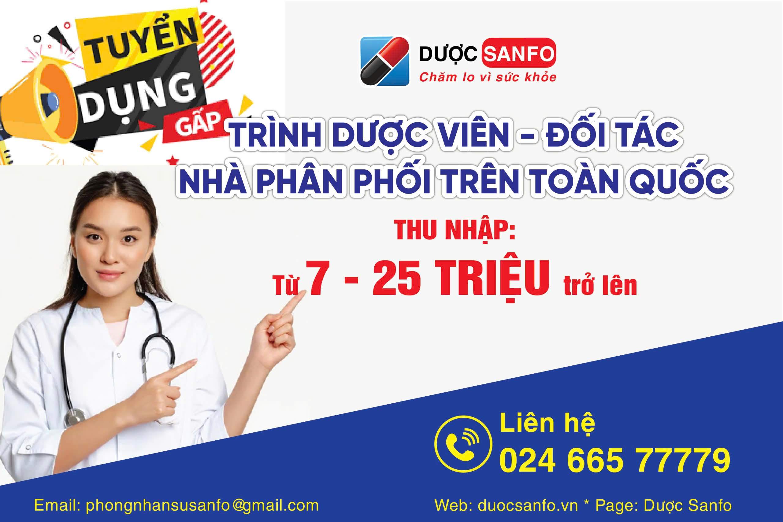 TUYỂN TRÌNH DƯỢC VIÊN, ĐỐI TÁC, NHÀ PHÂN PHỐI TRÊN TOÀN QUỐC  